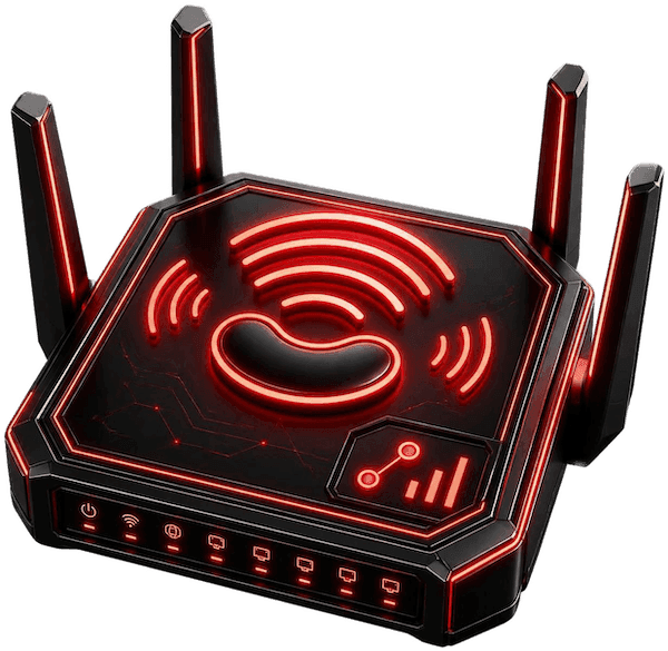 Router with Wi-FI signals icon.